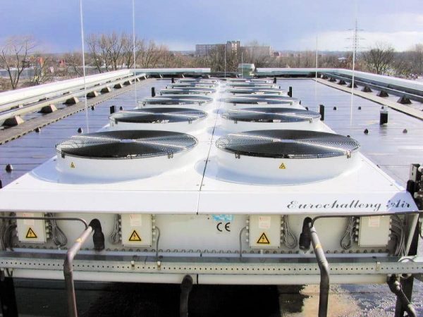 Industrial cooling systems on a roof